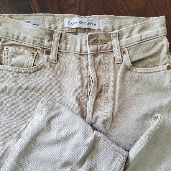 Calvin Klein Standards Unbleached Marble Dye Straight Leg Jeans - Picture 4 of 5